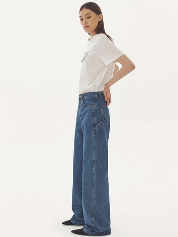 롤업 와이드 디자인 데님 [블루]