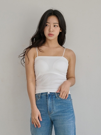 피넛 골지 캡 크롭 끈나시