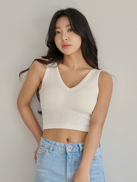 멜로우 골지 크롭 나시 (캡내장)
