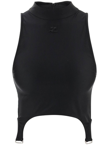 Courreges standing collar techno jersey top 123JTO134PA0043