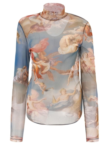 Sky long  printed tulle top AF0AR625JG04SHJ