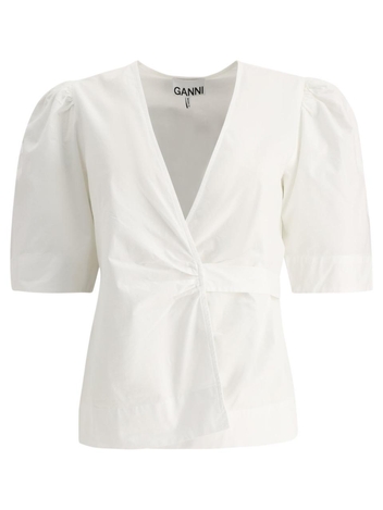 Cotton poplin wrap top F7702151