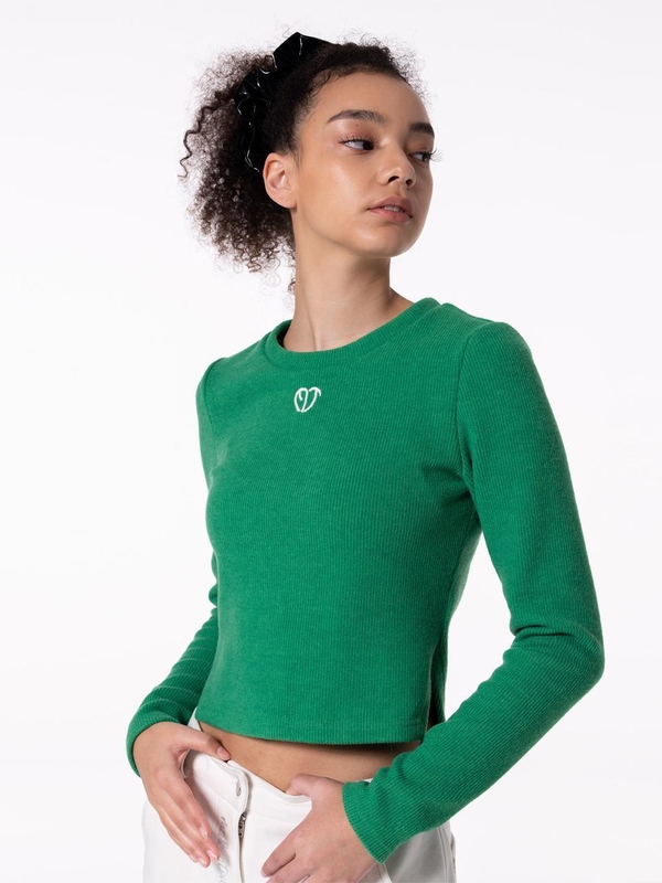 EMBROIDERY LOGO RIBBED T-SHIRT GREEN MBCFTO009GN