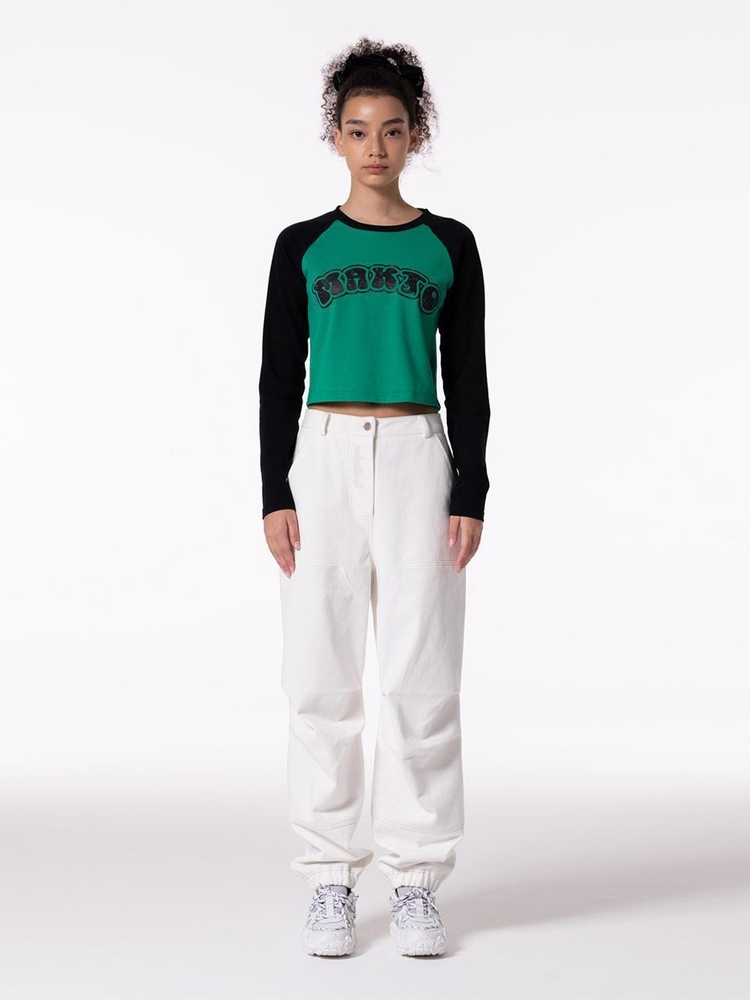 FRONT LOGO EMBROIDERY TUCK PANTS WHITE MBCFPA002WH