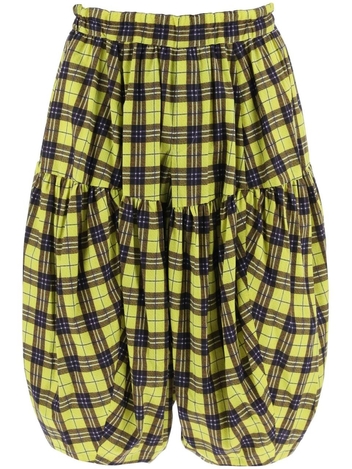 Comme des garcons homme plus check cotton ballon shorts PK P056