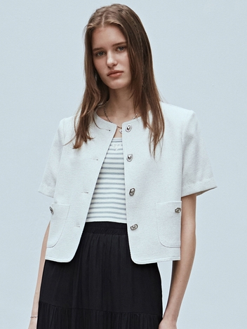 CROP SHORT SLEEVED JACKET_CREAM