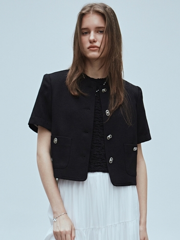 CROP SHORT SLEEVED JACKET_BLACK