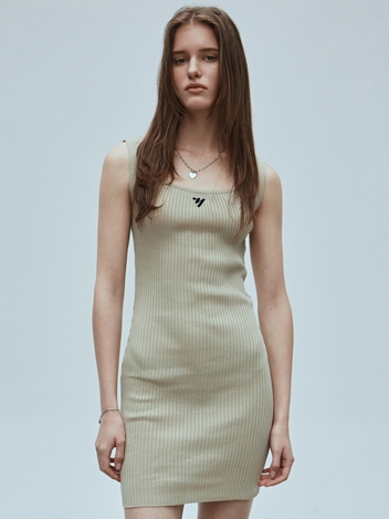 NICOLE RIBBED MINIMAL DRESS_KHAKI