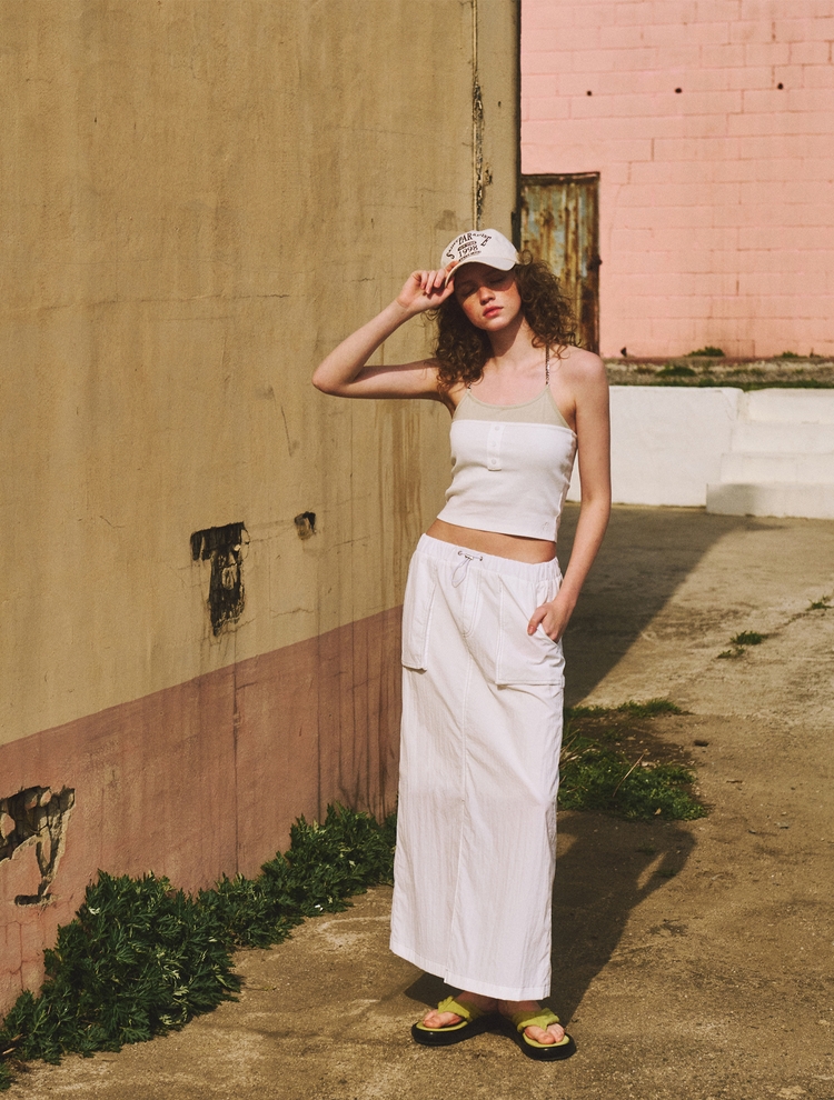 Chain Layered Sleeveless Top, Ivory