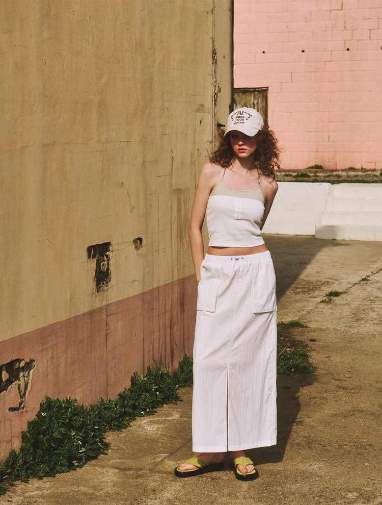 Chain Layered Sleeveless Top, Ivory