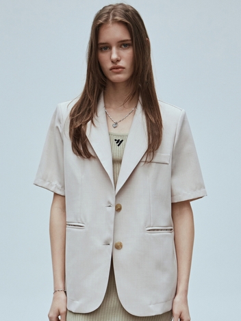 TAILORED HALF SLEEVE JACKET_BEIGE