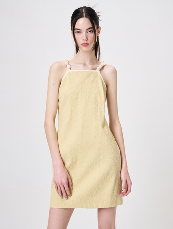 Slip Floral Jacquard Mini Dress, Yellow