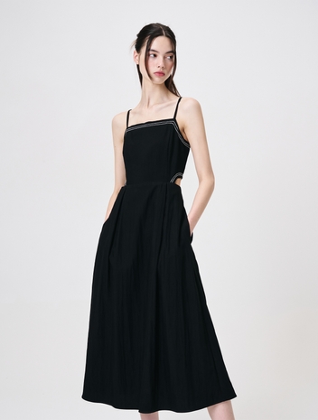 Slip Stitch Cut-Out Dress, Black