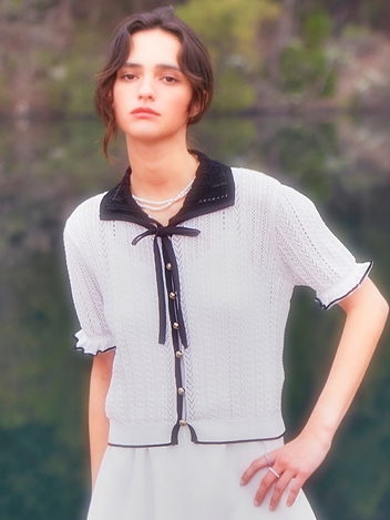 Summer Punching Ribbon Cardigan (Black)