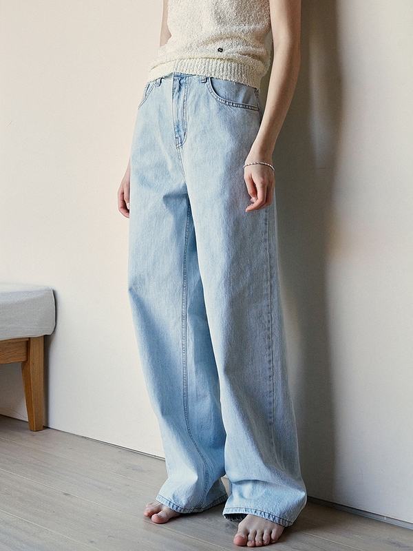 Light Washing Wide Denim Pants