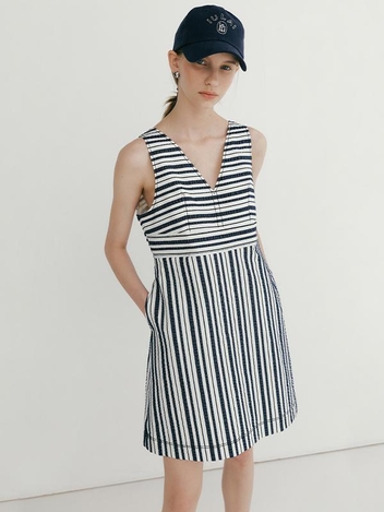 Poppy dress Navy Stripe