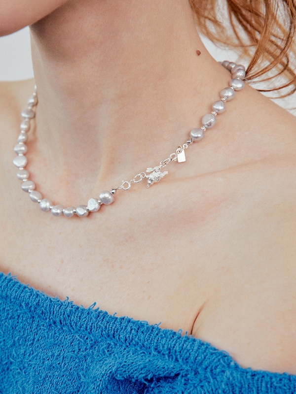 SILVER FRESHWATER PEARL CHOKER NECKLESS (담수진수,silver925)