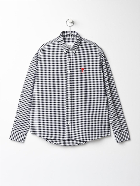 아미 AMI 하트로고 체크셔츠 HSH113 CO0023 NAUTIC BLUE