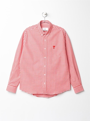 아미 AMI 하트로고 체크셔츠 HSH113 CO0023 SCARLET RED