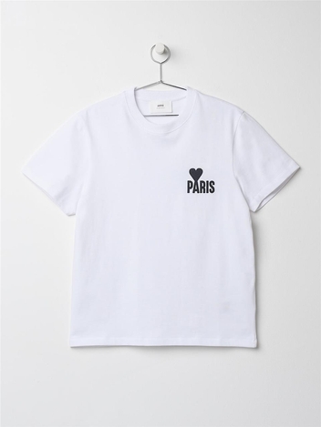 아미 AMI 파리 자수로고 반팔 UTS014 701 WHITE