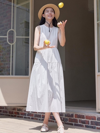 Apple Shirring Sleeveless Ops_Ivory