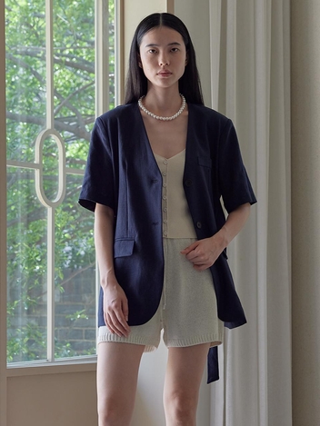 Allen Half Linen Jacket_Navy
