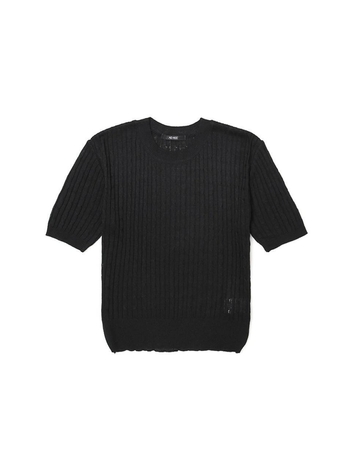 23 SS 여성 케이블 크롭 반팔니트 (BLACK)