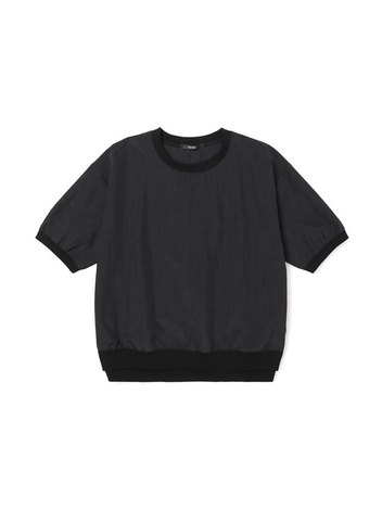 23 SS 여성 화섬 립배색 와샤 티셔츠 (BLACK)
