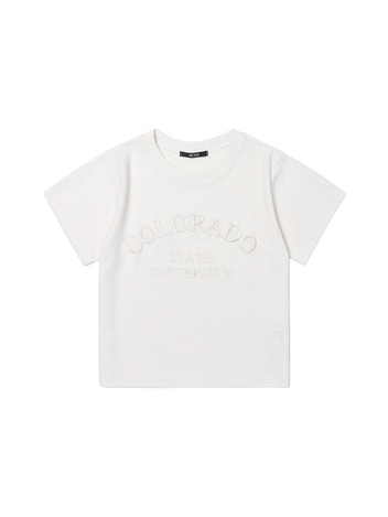 23 SS 여성 자수 포인트 크롭 티셔츠 (WHITE)
