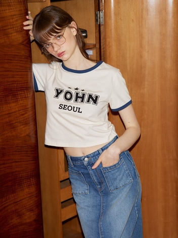 Retro Crop T_ Deep Blue