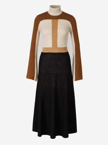 끌로에 Fitted Wool Dress CHC23AMR05585LIGHT WOOL INTARSIA