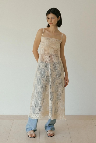 Cotton crochet one-piece (cream)