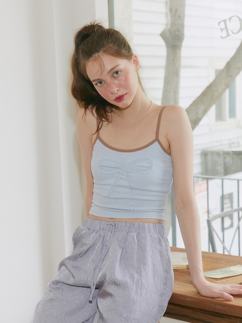 FRILL RIBBON TANK TOP (LIGHT BLUE)
