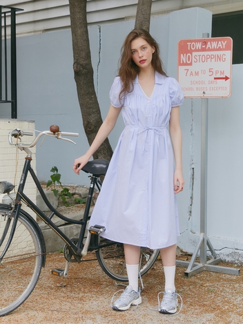 STRIPE LONG ONE-PIECE (LIGHT BLUE)