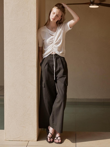 [HUNCH] Cotton wide cargo pants