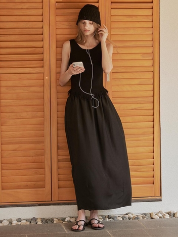 [HUNCH] Shirring long skirt (2color)