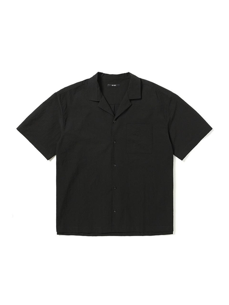 23 SS 남성 시어서커 오픈 카라 반팔 셔츠 (BLACK)