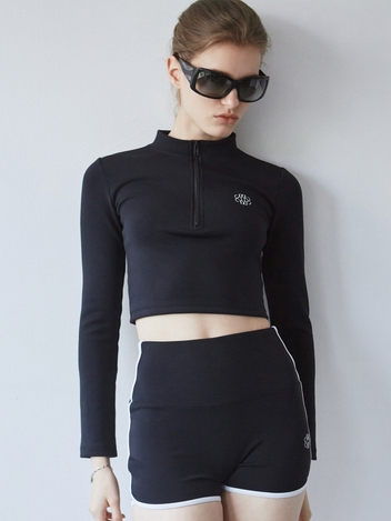 NICOLE LOGO CROP RASHGUARD_BLACK