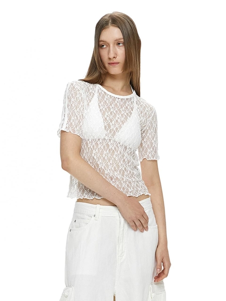 LACE HALF SLEEVE / WHITE