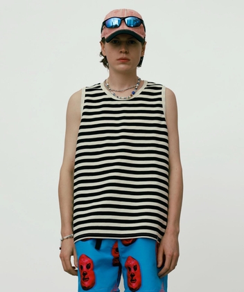 STRIPE LAYERED SLEEVELESS TOP