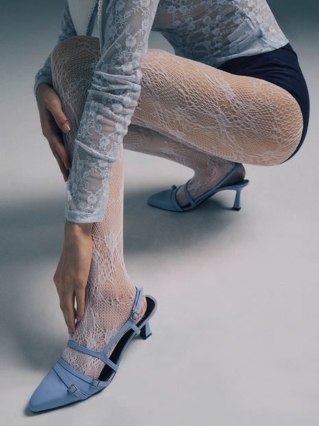 Horn Strap Slingback Pumps (L/Blue)