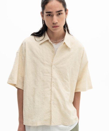 리프 하프 크롭 셔츠_아이보리