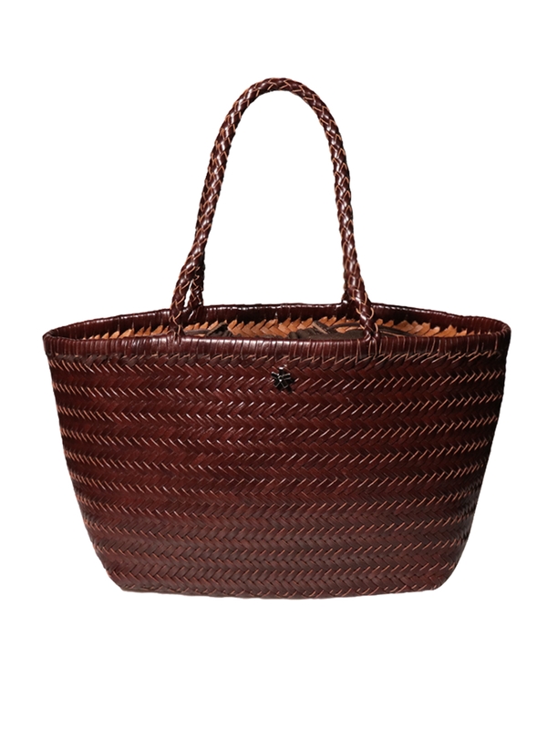 WILLOW DARK BROWN LEATHER BASKET BAG