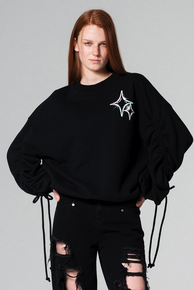 Twinkle Graphic Sweatshirt Black WBCFTP007BK