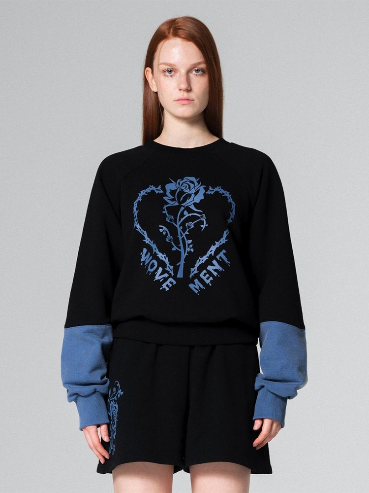 Roses Among Thorns Graphic Sweatshirt Black WBCFTP006BK