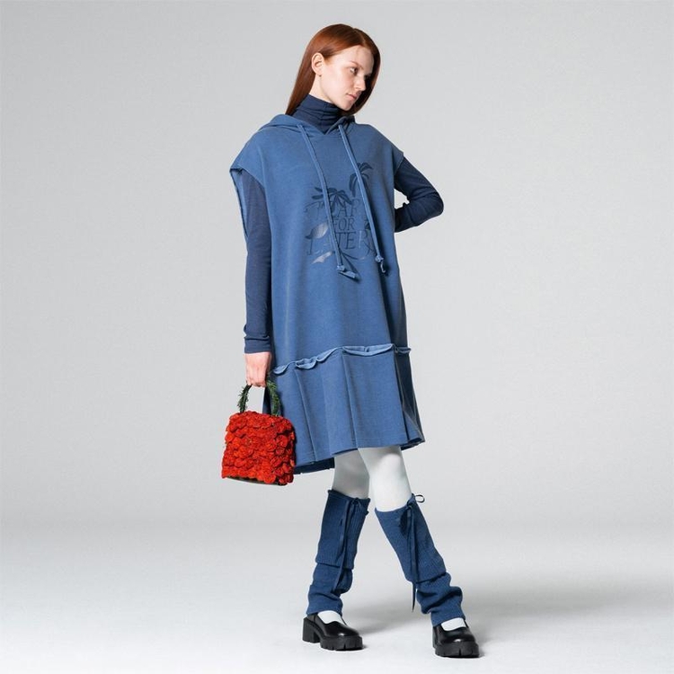 Boxy Long Sweat Dress Blue WBCFOP001BL