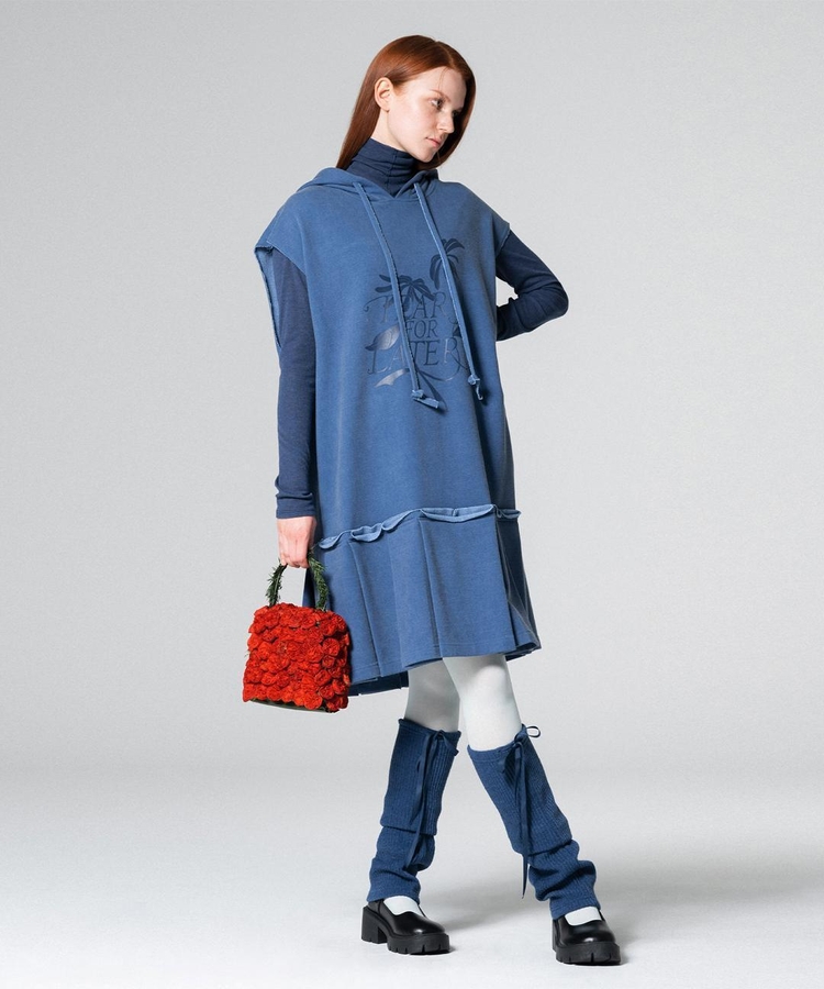 Boxy Long Sweat Dress Blue WBCFOP001BL