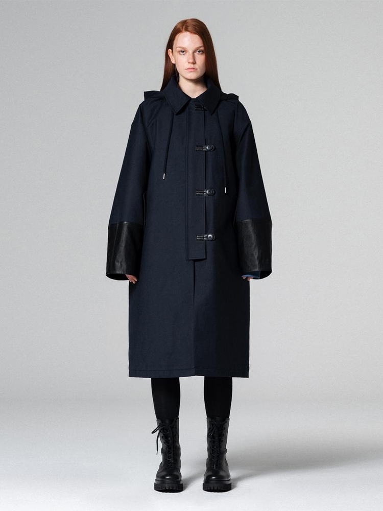 Maxi hoody trench coat Navy WBCFCT001NV