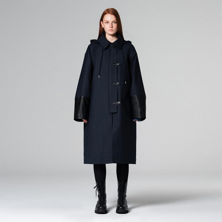 Maxi hoody trench coat Navy WBCFCT001NV