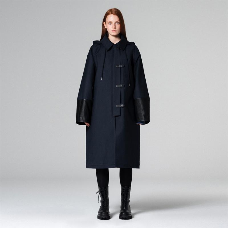 Maxi hoody trench coat Navy WBCFCT001NV